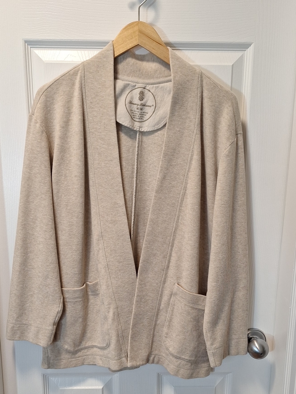 Tommy Bahama Beige/Oatmeal Open-Front Womens' Cardigan Size M